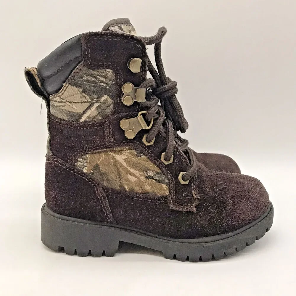 Realtree Camo Muhzell Waterproof Thinsulate Youth 12 Brown Suede Lace Up Hiking
